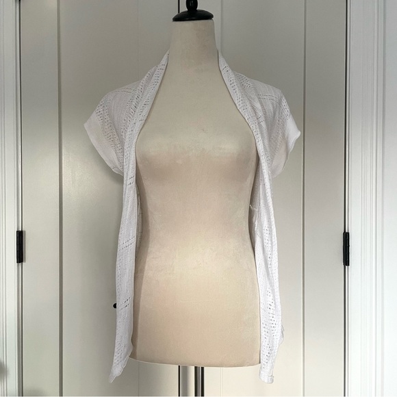 Mossimo- Open front white short sleeve cardigan- Women’s XS - Picture 2 of 8